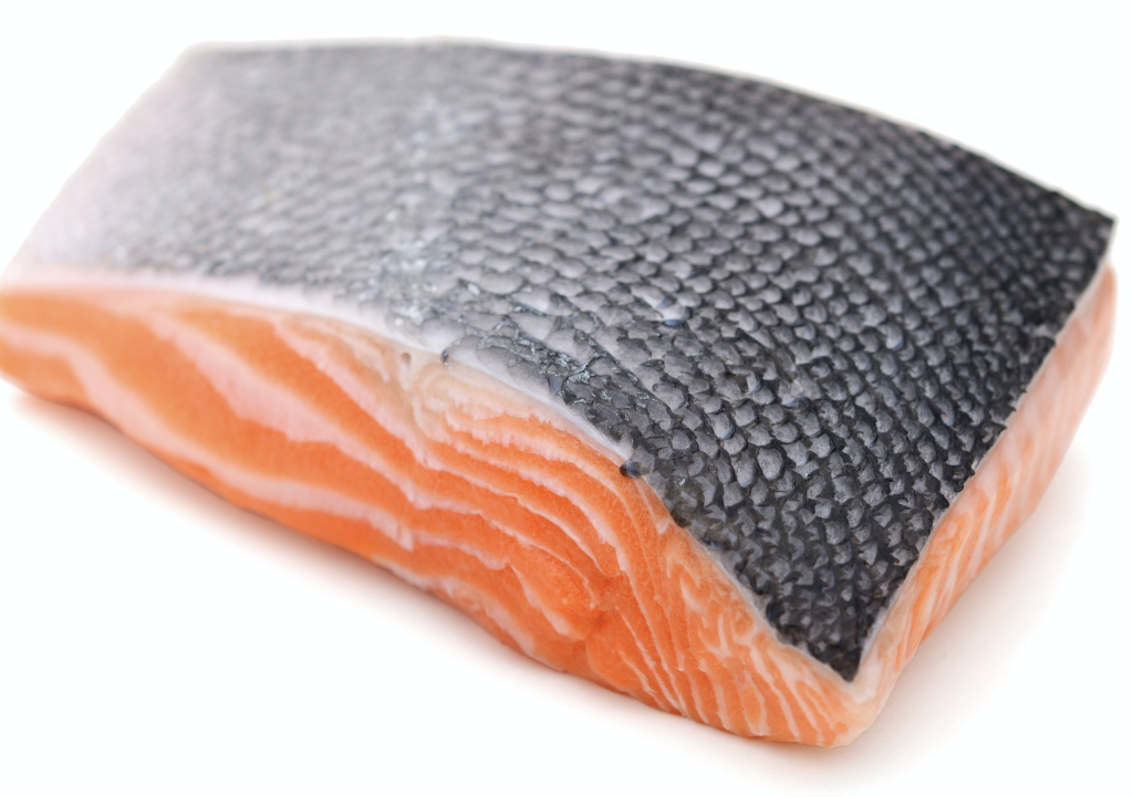 Salmon portions skin on