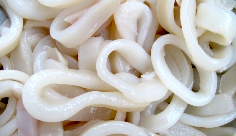 Raw squid rings
